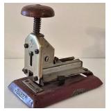 LR - Vintage Office Tools Mixed Lot Babe Stapler, Adding Machine, La Jest Straight Edge, Knife