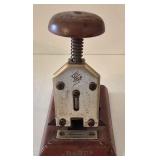 LR - Vintage Office Tools Mixed Lot Babe Stapler, Adding Machine, La Jest Straight Edge, Knife