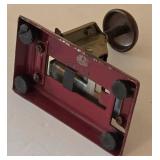 LR - Vintage Office Tools Mixed Lot Babe Stapler, Adding Machine, La Jest Straight Edge, Knife