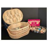 LR - Washboard, Sewing Basket & Sewing Threads Mixed Lot