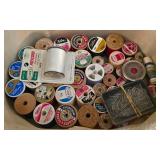 LR - Washboard, Sewing Basket & Sewing Threads Mixed Lot