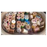 LR - Washboard, Sewing Basket & Sewing Threads Mixed Lot