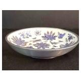 LR - Vintage Silver City Crystal Clamshell Bowl & Blue-White Porcelain Dishes Mixed Lot