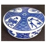 LR - Vintage Silver City Crystal Clamshell Bowl & Blue-White Porcelain Dishes Mixed Lot