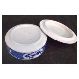 LR - Vintage Silver City Crystal Clamshell Bowl & Blue-White Porcelain Dishes Mixed Lot