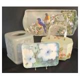 LR - Decorative Tray Set - Ashdene Floral Bird Tissue Holder Box Set (4 Pieces)