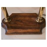 LR - Brass Table Lamp Vintage Knob Creek With Linens & Things Shade