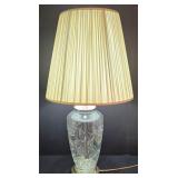 LR - Table Lamp Cut Crystal Glass Base With Pleated Shade
