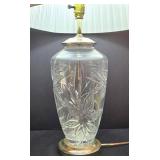 LR - Table Lamp Cut Crystal Glass Base With Pleated Shade