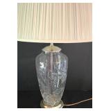 LR - Table Lamp Cut Crystal Glass Base With Pleated Shade