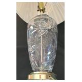 LR - Table Lamp Cut Crystal Glass Base With Pleated Shade