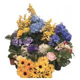 O - Artificial Floral Arrangements Mixed Lot - Pots, Vases & Fronds