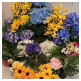 O - Artificial Floral Arrangements Mixed Lot - Pots, Vases & Fronds