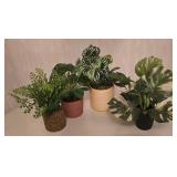 O - Artificial Floral Arrangements Mixed Lot - Pots, Vases & Fronds