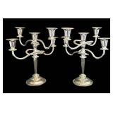 LR - Silver Plate Candelabra Pair Sheffield England Adjustable Arms