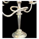 LR - Silver Plate Candelabra Pair Sheffield England Adjustable Arms