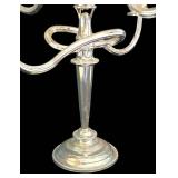 LR - Silver Plate Candelabra Pair Sheffield England Adjustable Arms