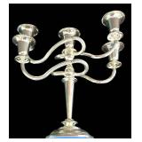 LR - Silver Plate Candelabra Pair Sheffield England Adjustable Arms