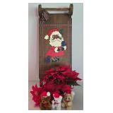 LL-ST - Christmas Santa Sled Tabletop Arrangement Bears & Poinsettia