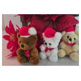 LL-ST - Christmas Santa Sled Tabletop Arrangement Bears & Poinsettia