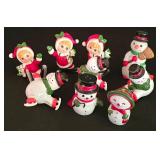LL-ST - Christmas Figurines Skater Girls, Snowmen & Salt & Pepper Set (Lot of 9)