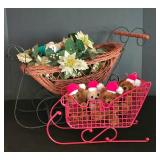 LL-ST - Christmas Sleigh Decor Wicker & Metal Bears (Lot of 2)