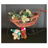 LL-ST - Christmas Sleigh Decor Wicker & Metal Bears (Lot of 2)