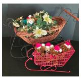 LL-ST - Christmas Sleigh Decor Wicker & Metal Bears (Lot of 2)