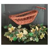 LL-ST - Christmas Sleigh Decor Wicker & Metal Bears (Lot of 2)