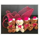 LL-ST - Christmas Sleigh Decor Wicker & Metal Bears (Lot of 2)