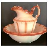 LL-ST - Vintage Pitcher and Washbowl Set 10in Pitcher 15in Washbowl