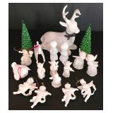 LL-ST - Christmas Ornaments - Goebel, Fenton & Dept 56 White Ceramic Mixed Lot