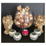 LL-ST - Christmas Angel Candle Holders & Ornament Bowl Mixed Lot