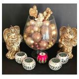 LL-ST - Christmas Angel Candle Holders & Ornament Bowl Mixed Lot