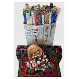 LL-ST - Christmas Decor Mixed Lot - Wrapping Paper, String Lights, Rugs, Basket & Ornaments