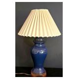 LL-ST - Blue Ceramic Table Lamps With Pleated Shades (Lot of 2)