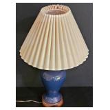 LL-ST - Blue Ceramic Table Lamps With Pleated Shades (Lot of 2)