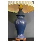 LL-ST - Blue Ceramic Table Lamps With Pleated Shades (Lot of 2)