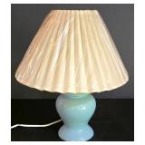 LL-ST - Blue Ceramic Table Lamps With Pleated Shades (Lot of 2)