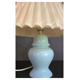 LL-ST - Blue Ceramic Table Lamps With Pleated Shades (Lot of 2)