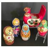 LL-ST - 5-Piece Nesting Doll Sets & Bird Planter Mixed Lot