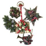 LL-ST - Christmas Decor Mixed Lot Crocheted Tree Skirt, Runners, Wall Hanging & Foliage