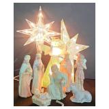 LL-ST - Vintage Nativity Figures & Lighted Tree Toppers Mixed Lot Lefton Christopher Collection