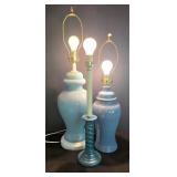 LL-ST - Table Lamps - Set of 3 Blue Ceramic