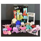 LL-ST - Vintage Barbie Doll Clothes Storage Suitcase With Outfits & Ken Outfit