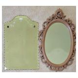 LL-ST - Vintage Wall Mirrors Frameless & Ornate Frame Pair 14x22 16x26