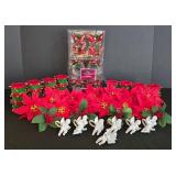 LL-ST - Christmas Napkin Rings Mixed Lot - Drum, Poinsettia, Holly & Porcelain Angels