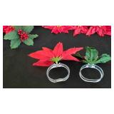 LL-ST - Christmas Napkin Rings Mixed Lot - Drum, Poinsettia, Holly & Porcelain Angels