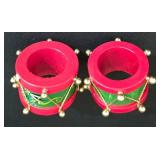 LL-ST - Christmas Napkin Rings Mixed Lot - Drum, Poinsettia, Holly & Porcelain Angels