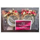 LL-ST - Christmas Napkin Rings Mixed Lot - Drum, Poinsettia, Holly & Porcelain Angels